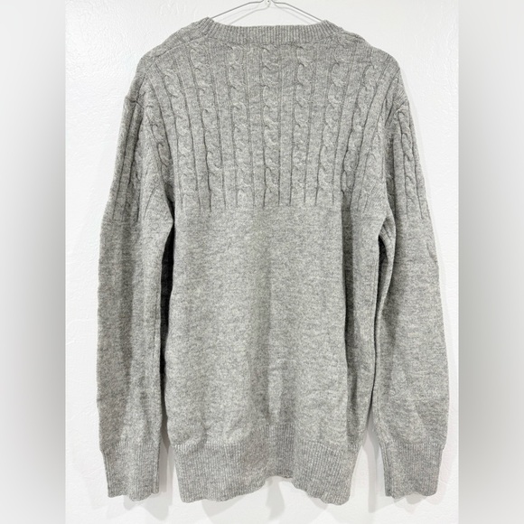 Slate & Stone Gray Wool Cable Knit Crew Sweater M - Picture 2 of 4